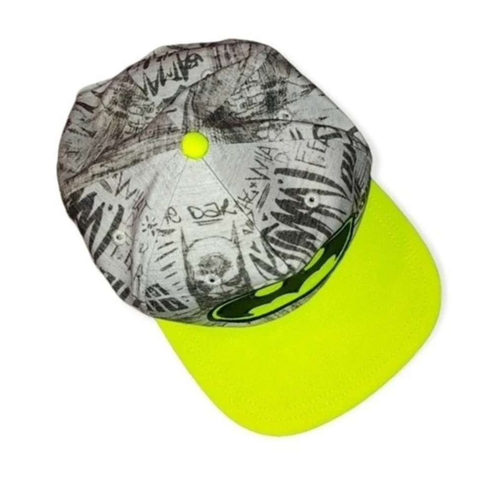 DC Comics Youth Batman‎ Graffiti Print Snapback Hat Neon Yellow OSFM